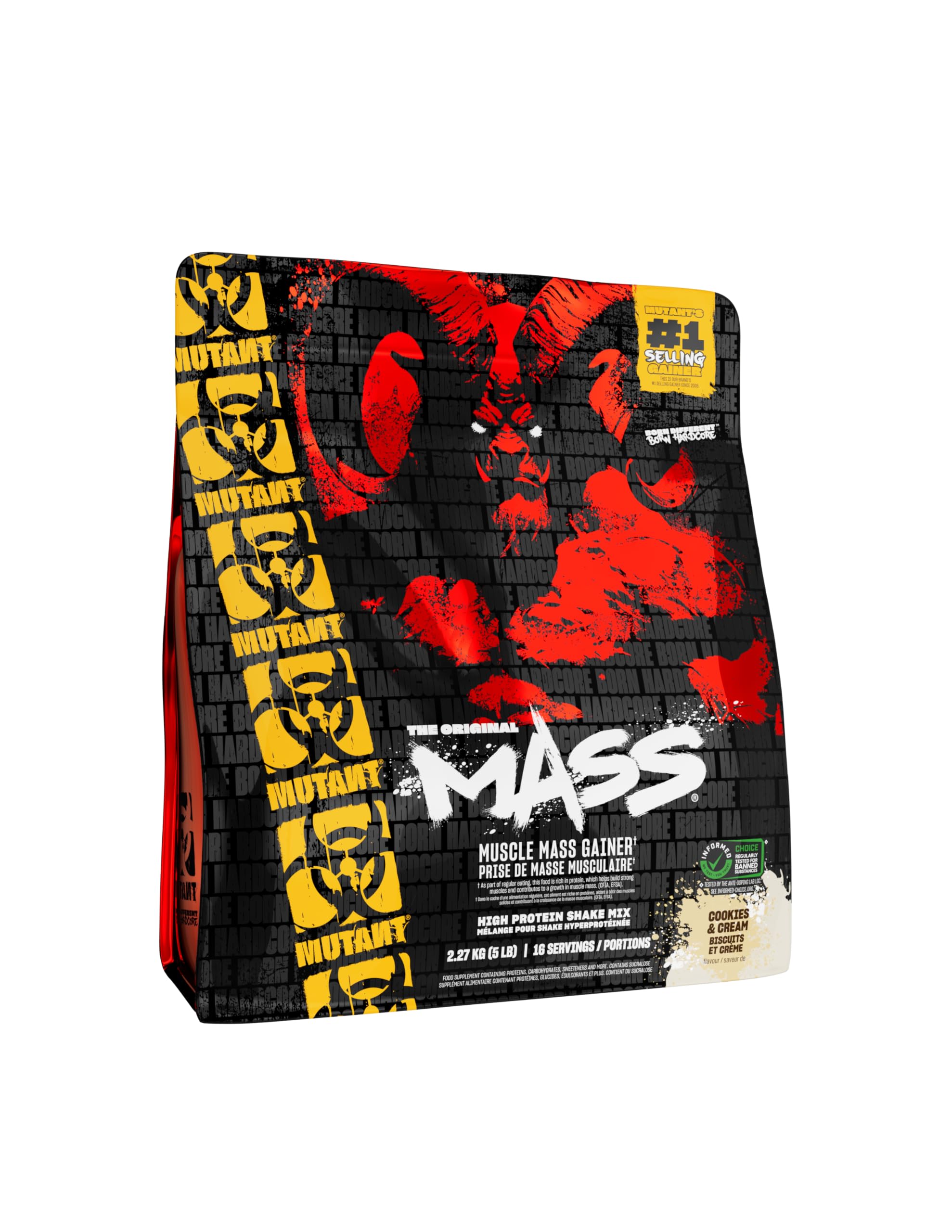 MUTANT Mass | Muscle Mass Gainer | 1100 Calories, 56g Protein, Whole Food Carbs, BCAAs, and Glutamine | Ultimate Hardcore Weight Gainer Shake | 2270g | Cookies & Cream