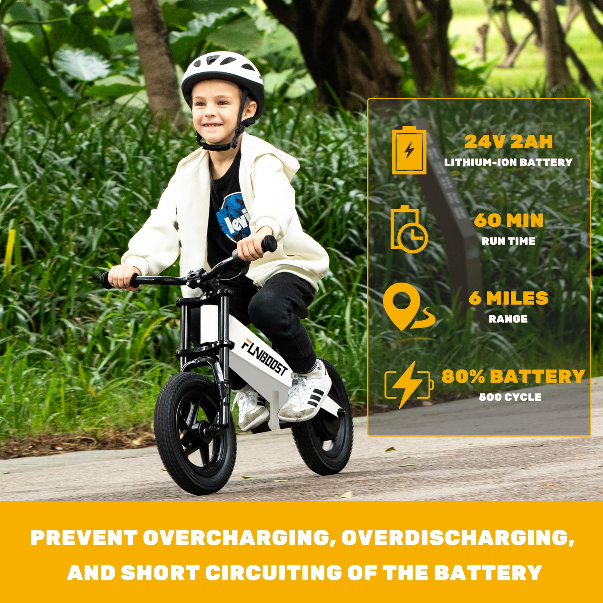 K2 Electric Balance Bike for Kids, 12 inch Pneumatic Tire Kids Electric Bike, 150W Peak Motor 24V/2AH Battery, Range 6 Miles, Suspension Fork, Adjustable Seat, Electric Motorcycle for Ages 3-8