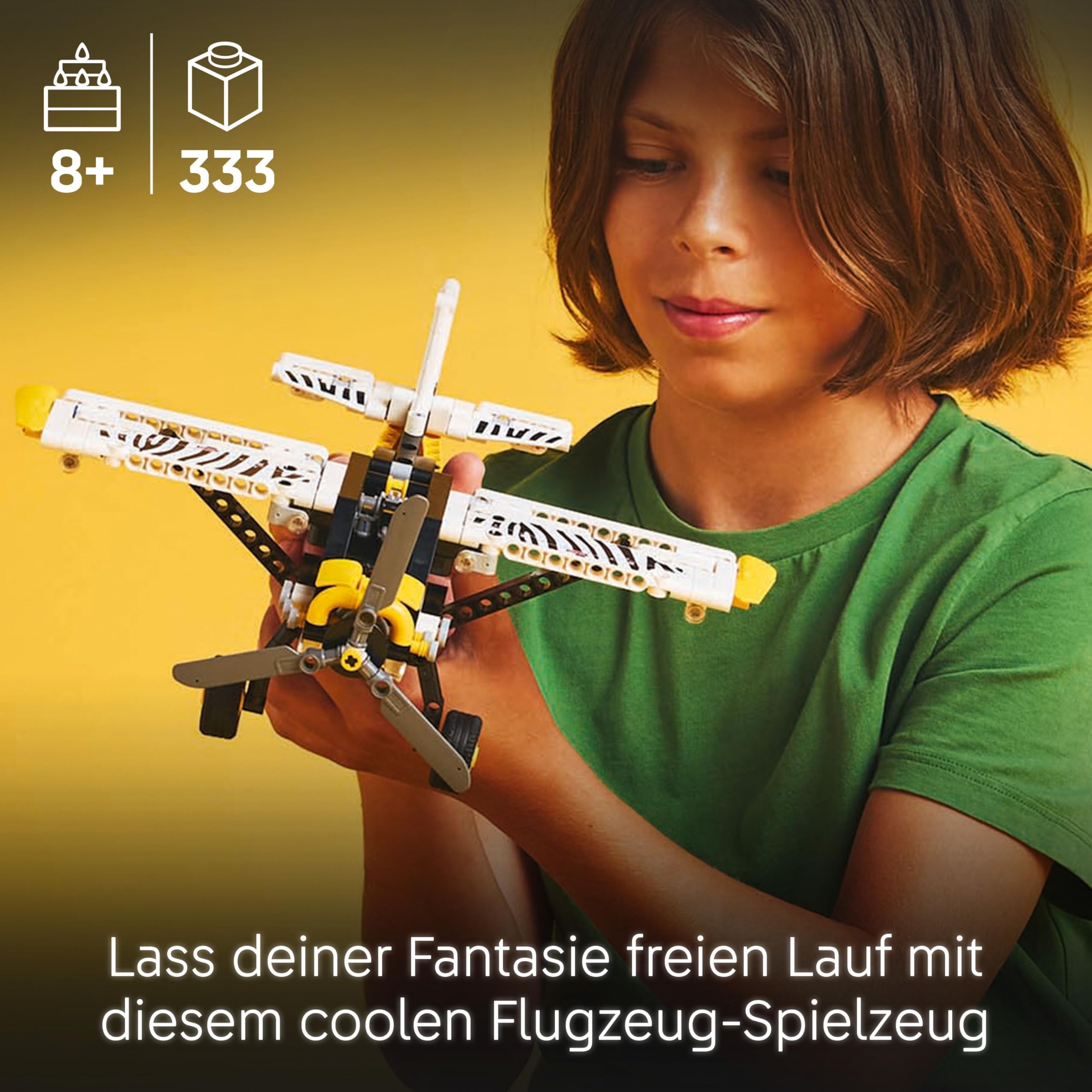 LEGO Technic Propellerflugzeug, Baubares Flugzeug Spielzeug für Kinder, Geschenk für Jungen und Mädchen ab 8 Jahren, Modellflugzeug mit drehendem Propeller und 4-Zylinderkolbenmotor 42198 2