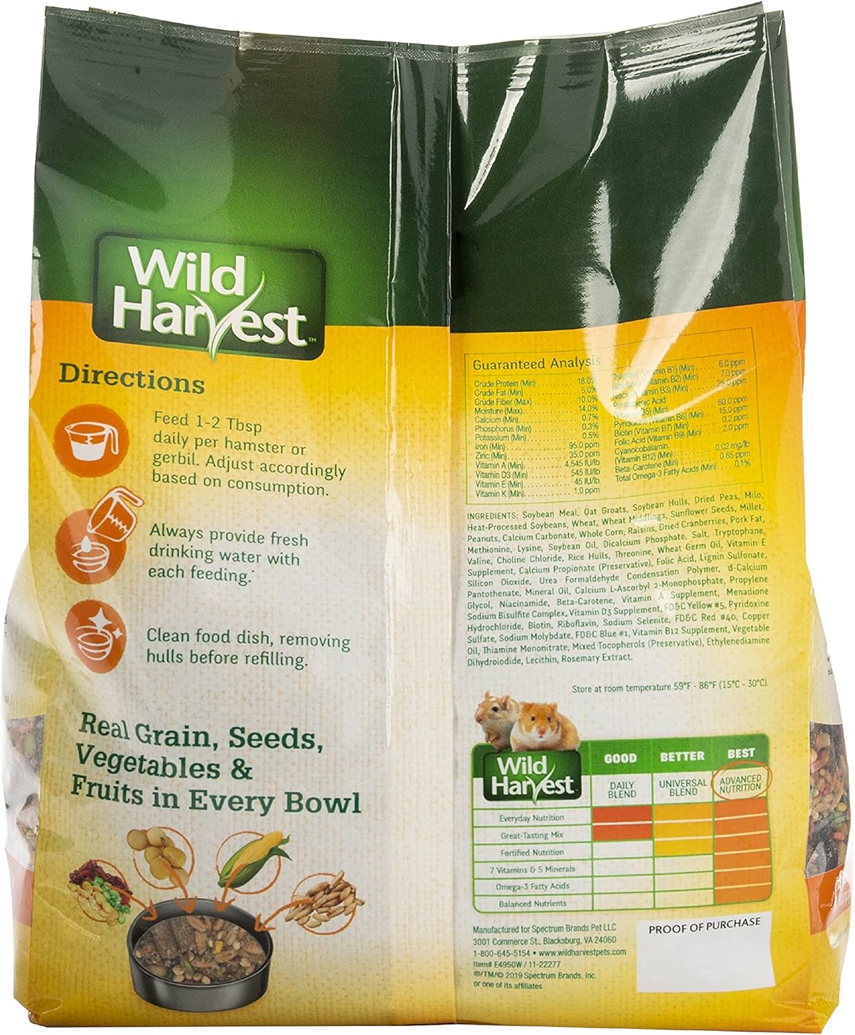 Wild Harvest Hamster And Gerbil Advanced Nutrition Diet, 4-Pound: Pet Supplies