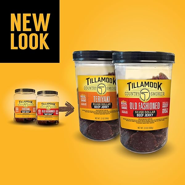 TILLAMOOK COUNTRY SMOKER REAL HARDWOOD SMOKED SILVER DOLLAR JERKY, TERIYAKI, 13 OUNCE