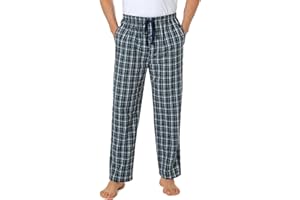 Jveyvth Mens Pajama Pants 100% Cotton Plaid Sleep & Lounge Pants, PJ Bottoms with Pockets and Button Fly