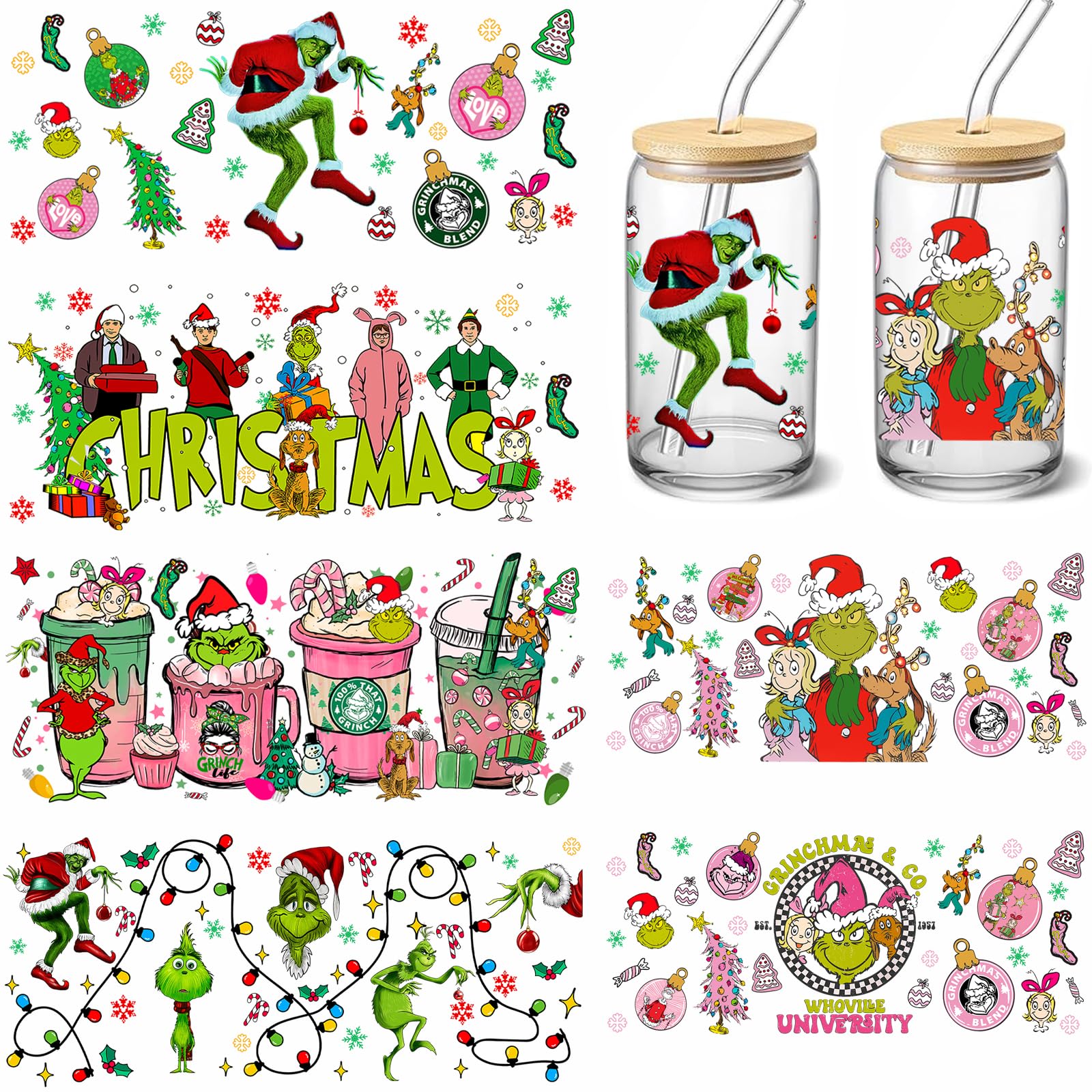 Photo 1 of **MISSING SEVERAL PARTS**
UV DTF Cup Wraps Sticker - 6 Sheets Christmas Rub on Transfers for Crafts for Glass 16 oz, UV DTF Transfer Sticker, Creative Festival Decoration