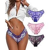 Nolrahiur Lace Underwear for Women Sexy Hipster Panties Seamless Breathable Bikini Briefs Cheeky Panty 1-3 Pack