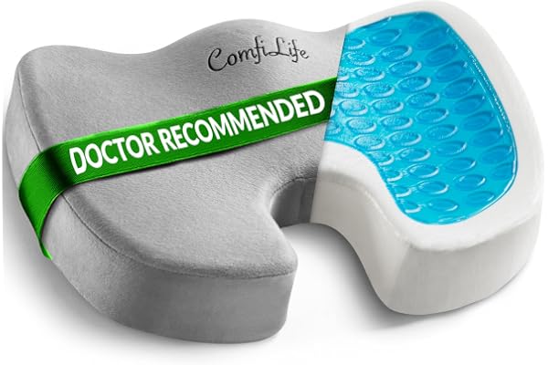 ComfiLife Gel Enhanced Seat Cushion – Office Chair Cushion – Non-Slip Gel & Memory Foam Coccyx Cushion for Tailbone Pain - De