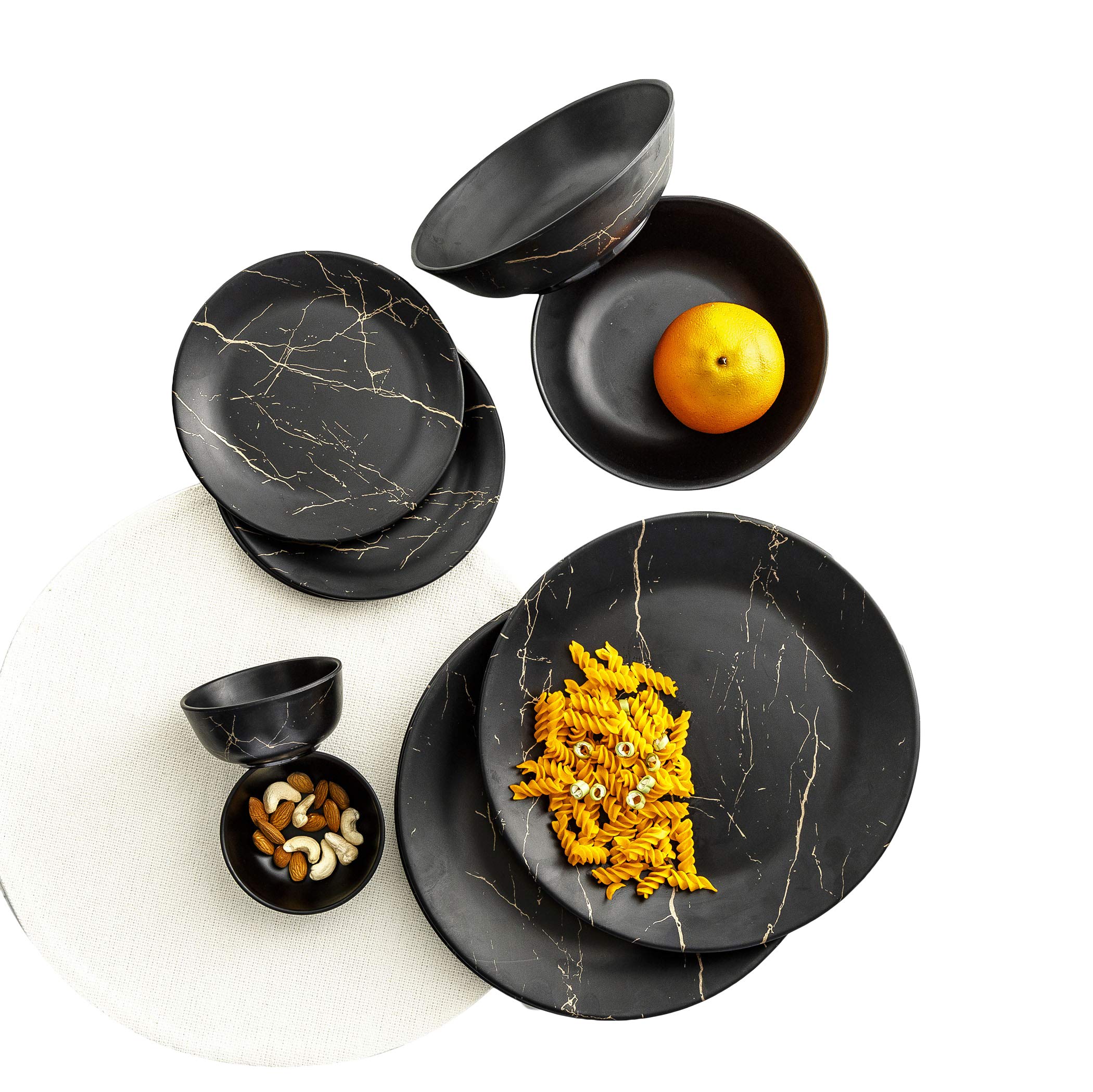 Buy Home Centre Melamine Dinner Set, Black 20 Pieces Online at