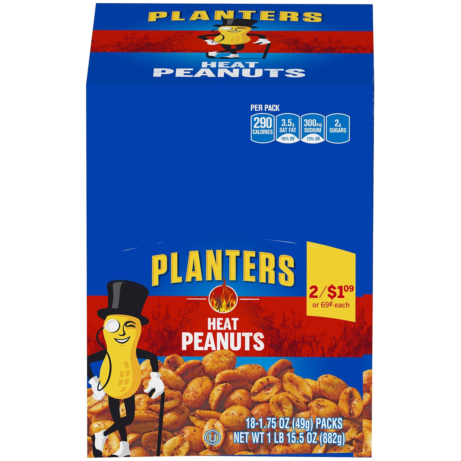 Planters 635949932435 Heat Peanuts (1.75 oz Bag)