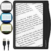 MagniPros 5X Rechargeable Large Ultra Bright LED Page Magnifier with Anti-Glare Lens & 3 Color Dimmable Light Modes, Relieve Eye Strain- Ideal for Reading Small Prints, Low Vision, Seniors