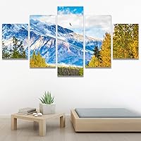 SIGNWIN 5 Panel Canvas Wall Art Modern Art Expressive Landscape Modern Mountain Top Multicolor Photography for Home Decorations Ready to Hang - 60