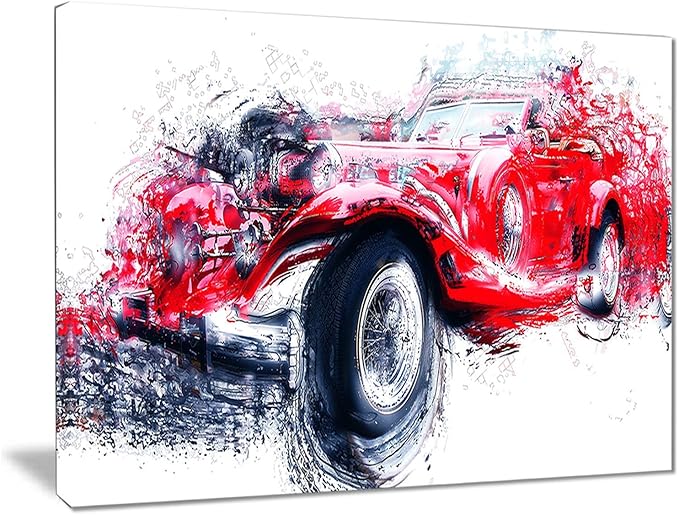 Designart PT26534030 Red Vintage Classic Car Canvas Art