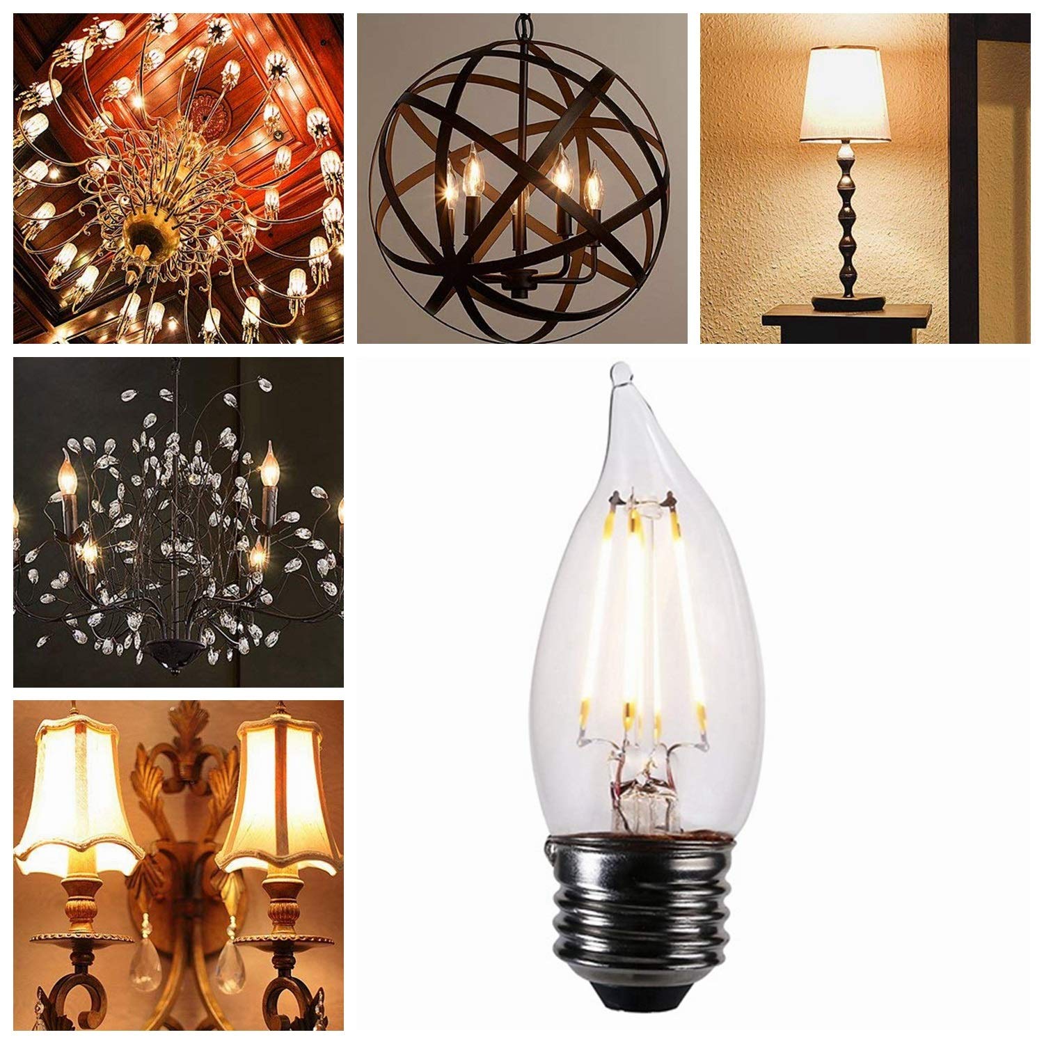 E26 LED Candelabra Bulb 60W Equivalent Dimmable LED Chandelier Light