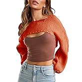 YUNLORIA Womens Crochet Crop Tops Shrug Sweater 2026 Y2K Bolero Shoulder Knit Loose Trendy Cropped Sweaters