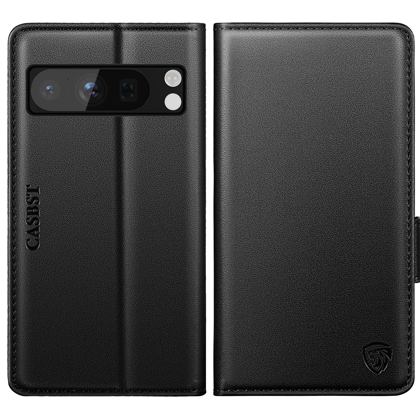 CASBST for Google Pixel 8 Pro Case, Kickstand Flip Leather Wallet Book Case with Card Slots Shockproof Magnetic Closure Protective Phone Case Cover Compatible with Google Pixel 8 Pro - Black