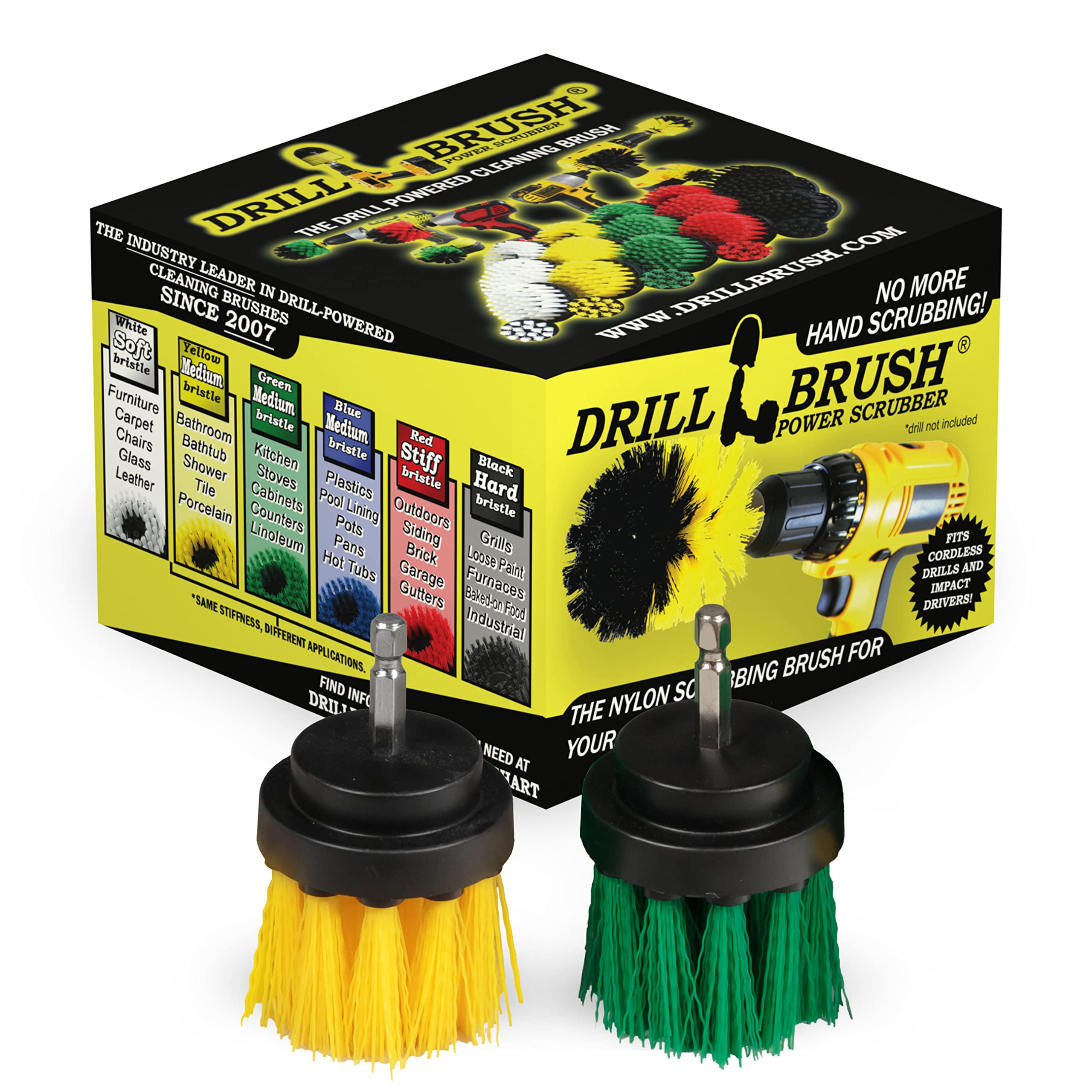Cleaning Supplies - Kitchen Pot - Cleaner - Drill Brush - 2-inch Diameter, Long Bristle Spin Brush Set - Bathroom Accessories - Shower Curtain - Bath Mat - Baby Bath Tub - Scrubber - Calcium - Rust