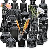 Brajttt Bud Vase Set of 25: Black Glass Vases - Small, Cute Vintage Set for Flower, Wedding, Home Decorations