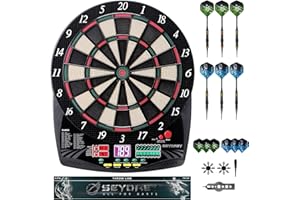 Seydrey Electronic Dart Board, Dart Board Electronic Scoreboard with 6 Darts 50 Soft Tips, LCD Display Electronic Dartboard for Adults and Family, 1*Power Adapter, 1*Throw Line