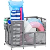 Coast Modern Pool Organizer for Floats and Toys - Extra Large Mesh Pool Storage Bin for Outdoors - Gray