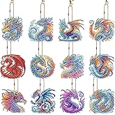 INCOK Diamond Art Keychains Dragon - 12 Pcs Diamond Painting Ornament Kits DIY Key Chain Set Animal Gem Art Crafts Graduation Birthday Festival Gift for Adult Beginners