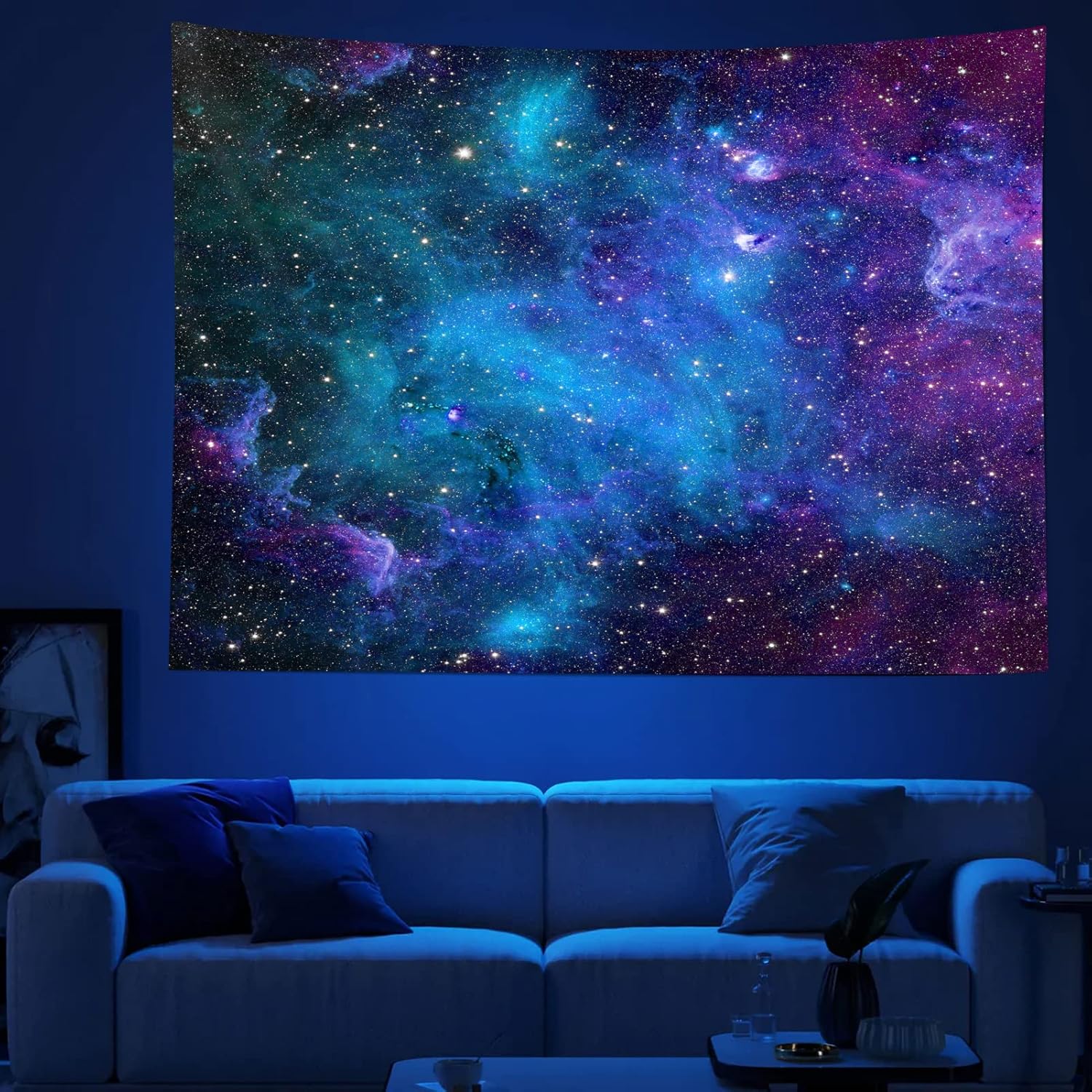 Tapestries - Zowep Galaxy tapestry Blue starry sky tapestry Cosmic tapestry Mysterious Nebula Star Tapestry Wall hanging tapestry Home Furnishing decoration a living room dormitory Tapestry【70 X90Inches】