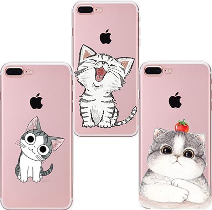 Freessom Lot De 3 Coque Iphone 7 Plus 8 Plus Silicone Transparente Souple Motif Chat Chaton Kawaii Animaux Dessin Noir Originale Anti Choc Ultra Fine Tpu Cadeau Pas Cher Amazon Fr High Tech