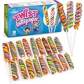 18 Pcs Individually Wrapped Rainbow Twist Lollipops Candy for Goodie Bags | Individually Wrapped Bulk Lolipop Candy Suckers Treats - Swirly Candies for Birthdays Party Favors and Goodie Bags