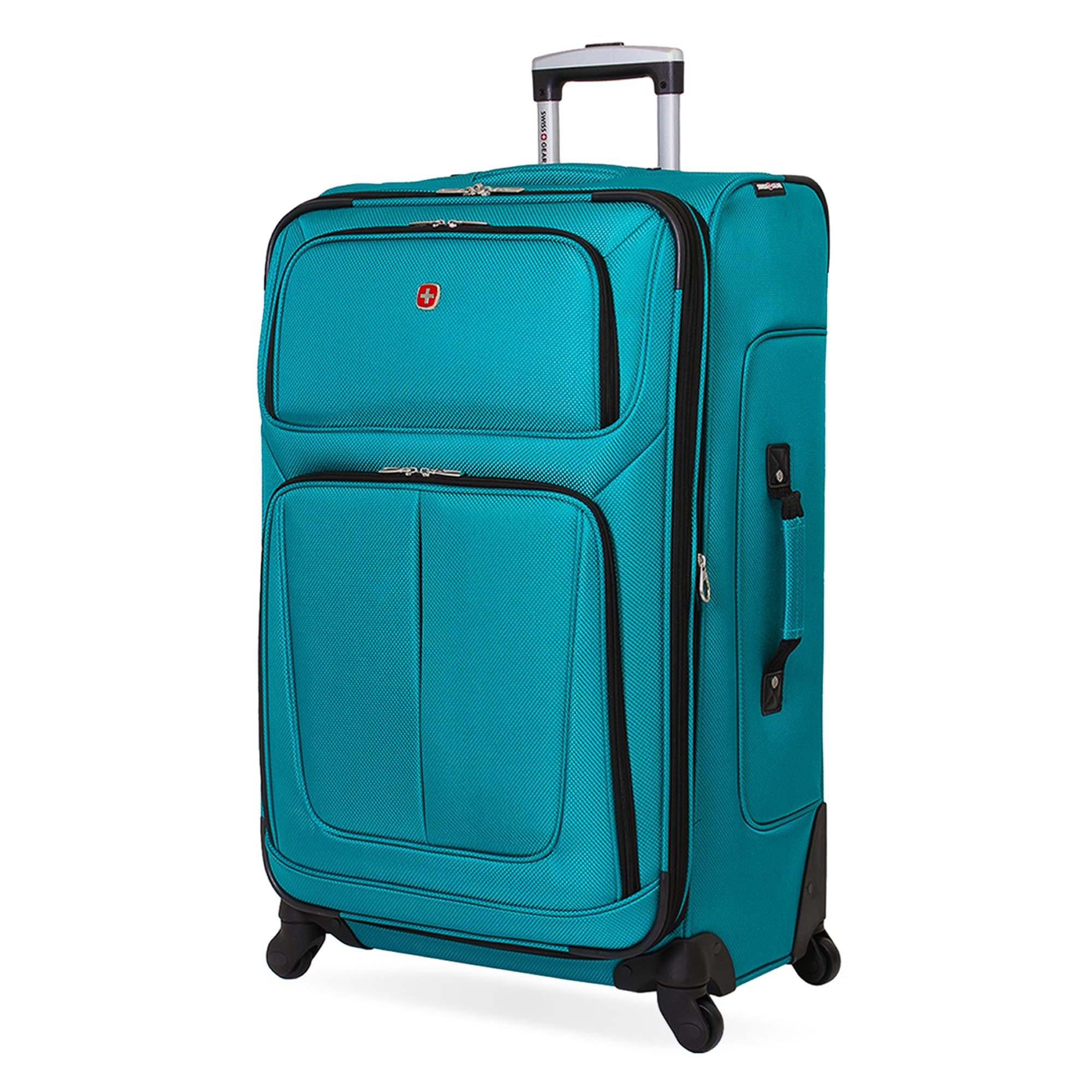 Photo 1 of ***DAMAGED - SEE NOTES/PICTURES*** SWISSGEAR Sion Softside Expandable Spinner Luggage Durable Lightweight Travel Suitcase, Teal, Checked-Large 29-Inch