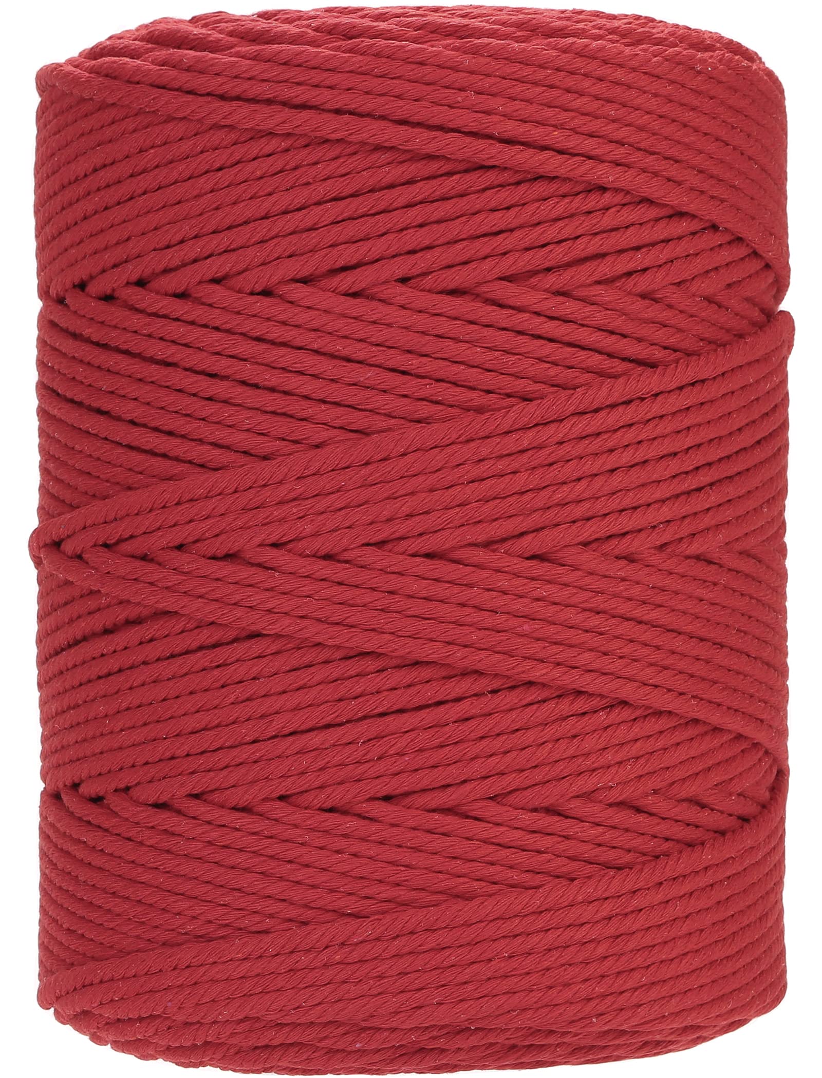 GOHOF Macrame Cord 4mm x 300m Premium Cotton Macrame Rope, 4 Strand Twisted Soft Cotton Cord, One of The Most Perfect Materials for Macrame Art, Cotton String Without Chemicals(Red)