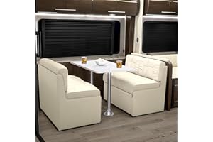 Qualitex De Leon RV Dinette, Bed with Storage, w/Blanco Table, Ultimate Leather, Bisque