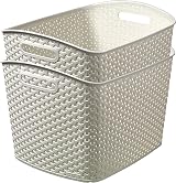 Curver My Style Rattan Effect Storage Baskets Set of 2 28 L Off White