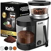 Kaffe Electric Burr Coffee Grinder (5.5oz) w/Adjustable Precise Coarseness Settings - Flat Burr - [Improved Motor] - Precision Coffee Bean Grinder for Home Use - Stainless Steel