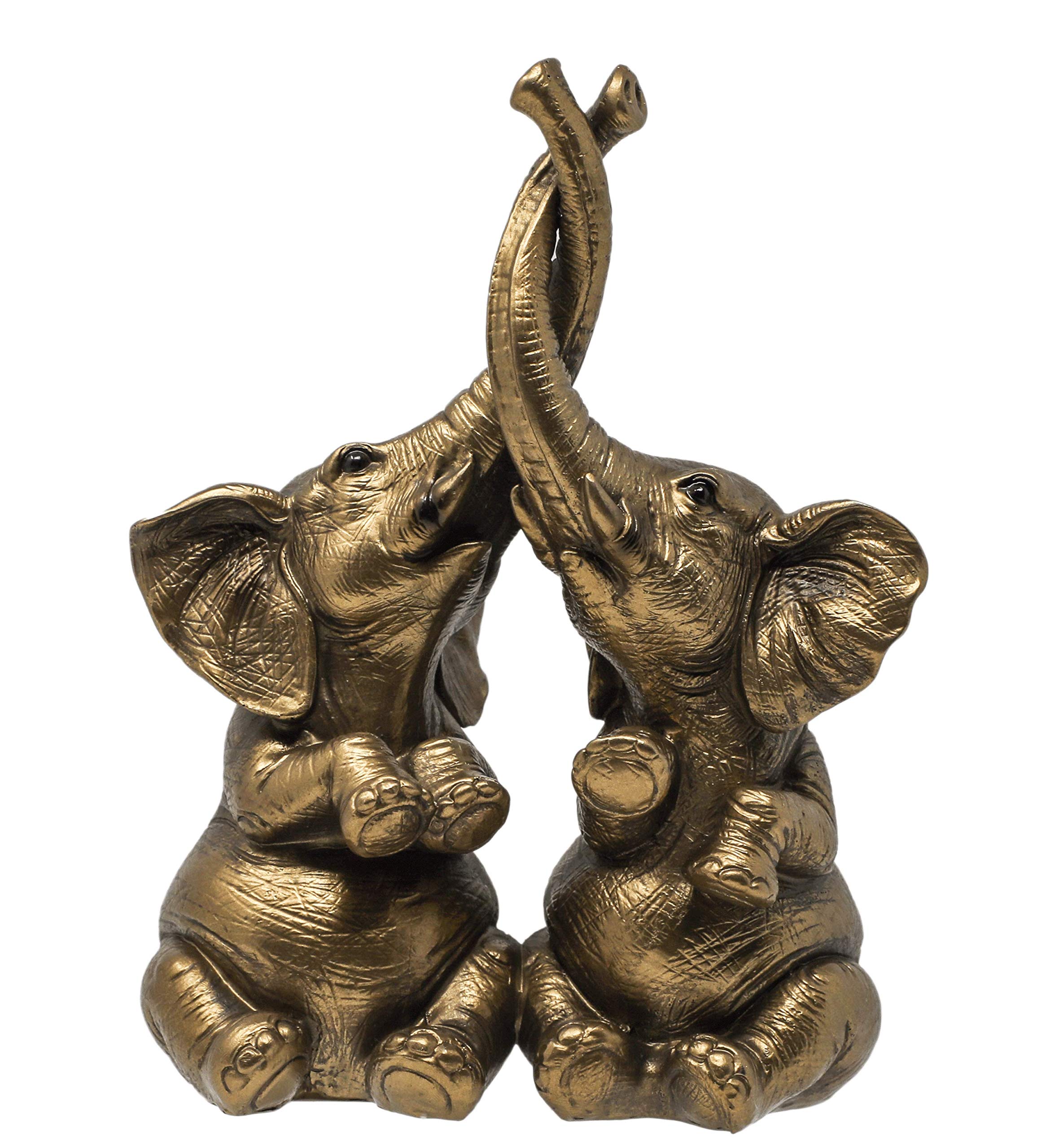Thorne Antiques & Collectables Mr & Mrs Elephants - Loving Elephant Statue With Entwined Trunks (Bronze)