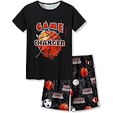 Tebbis Pajamas For Boys Fun Baseball Navy Blue Short Sleeves 2-Piece PJs Set Kid Comfy Sleepwear Size 6-18