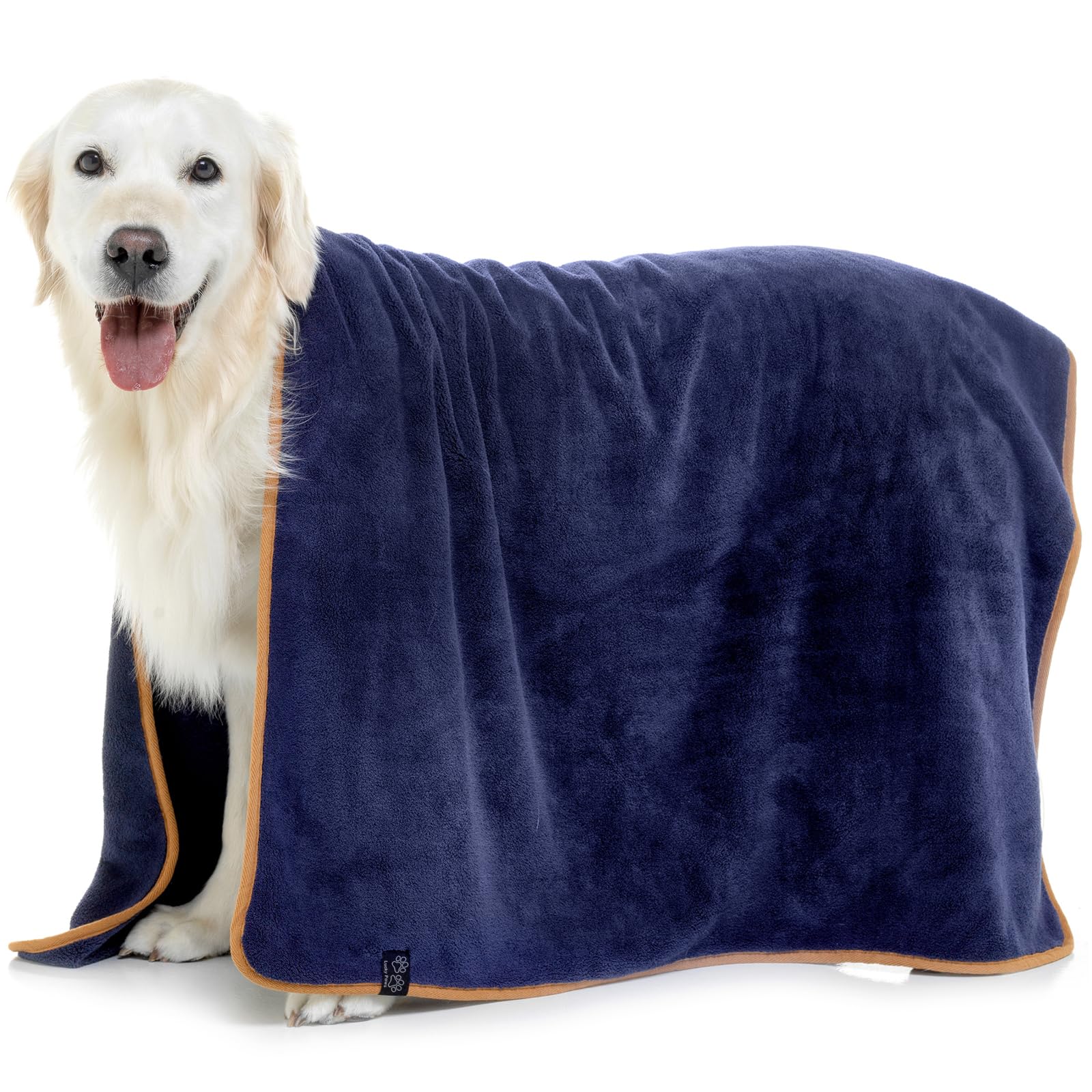 Lucky Paws® UK Dog Towel – Luxuriously Thick 600gsm, 140x80cm Extra Large Towel for Drying Dogs – Extremely Absorbent, Fast Drying, Ultra Soft (Pack of 1, French Navy)