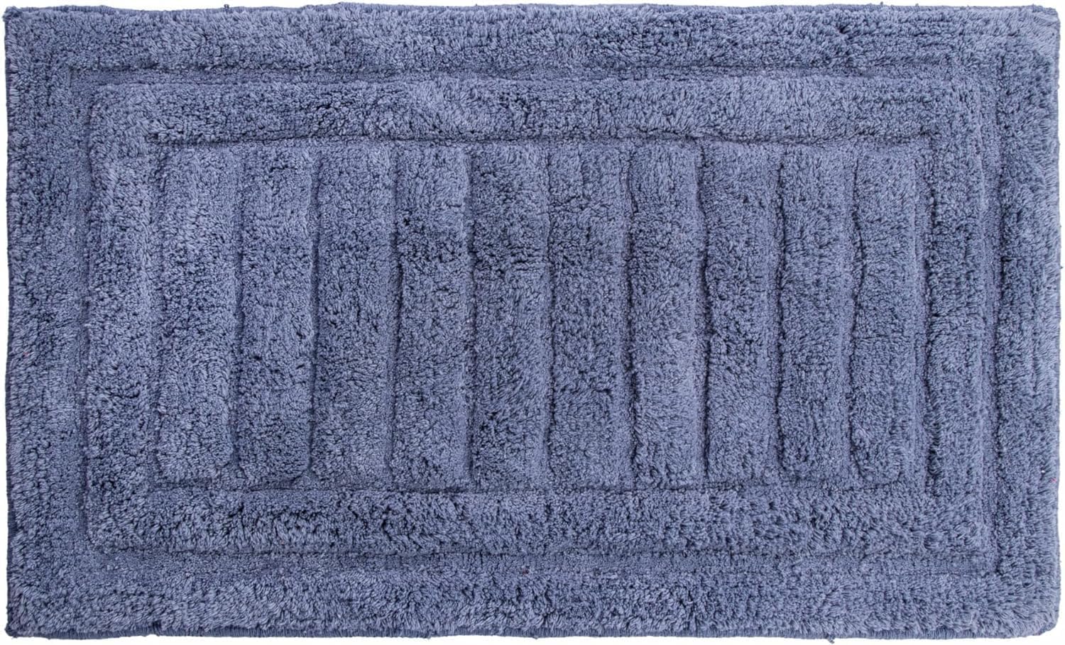 Photo 1 of voyzz home Luxurious 100% Cotton Bath Rug Mat - Featuring Ultra-Soft Plushness, Non-Slip Design, Super Water Absorbent and Machine Washable Mats for Bath Floor, Tub and Shower, 17"x24" Striped Blue