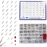 AUTO OCCASION 480Pcs 39 Type Car Electrical Wire Terminal Pin Connector Kit 0.6/1.2/1.5/1.8/2/2.2/2.3/2.5/2.8/3.5/4.8mm Wire Terminal Pin Removal Male Female Crimp Pins Non-Insulated Plug