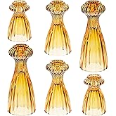 Lysenn Glass Candle Stick Holder Set of 6 – Premium Taper Candle Holders for Romantic Ambiance - Candle Sticks Holder Decor for Special Occasions - Amber