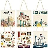 Sunnymove 6 Pcs Tote Bag Watercolor City Souvenir Gift Women Travel Gifts Grocery Shopping Bag