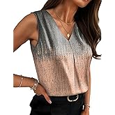 OFEEFAN Womens Tank Tops V Neck Silk Satin Camisole Pleated Sleeveless Blouses Dressy Casual Business Summer Basic Tank Shirt
