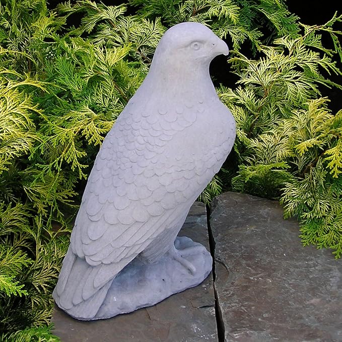 HAWK STATUE 12" Cement GRAY CEMENT BIRD GARDEN SCULPTURE