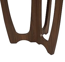 FINECASA Round End Table Small Rustic Side Table