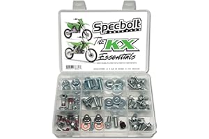 SPECBOLT FASTENERS Specbolt KX 65 85 100 125 250 500 Essentials Bolt Kit Fits: All Kawasaki KX 2 Strokes, KX125 KX250 KX500 KX100 KX85 KX65 Spare Kick Start Seat Subframe Fender Brake Rotor Sprocket Fork Guard...