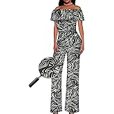Hybrid & Company Women's Lightweight Off Shoulder Jumpsuit – Stretchy Wide Leg Romper – Casual to Formal One Piece Outfit