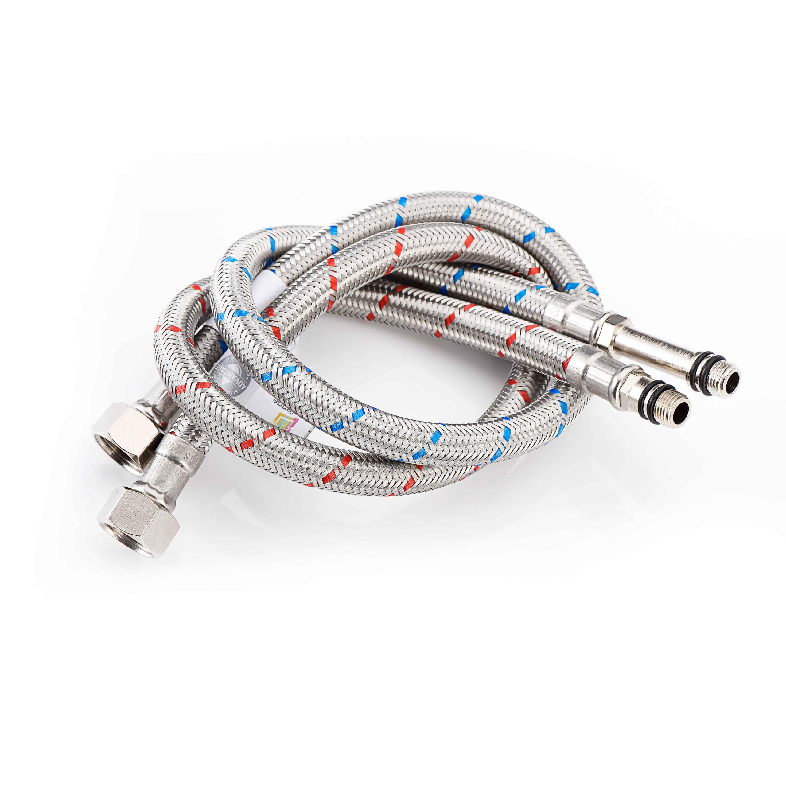 Home Range WRAS Approved M10 (10mm) x 3/8", 500mm |2 Lengths| Flexible Tap Connector Pair, Stainless Steel Monobloc Mixer Tap Hoses, Leak-Proof Flexible Pipes for Hot & Cold Water Supply