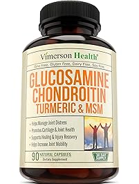 Glucosamine with Chondroitin Turmeric MSM Boswellia - Joint Pain Relief Supplement - Anti-Inflammatory & Antioxidant Pills by Vimerson Health for your Back, Knees, Hands - Natural & Non-Gmo - 90 Caps