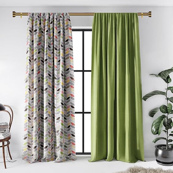 GOLD CURTAIN RODS FOR WINDOWS 18-144 INCH,ADJUSTABLE LENGTH 1 INCH DIAMETER HEAVY DUTY CURTAIN ROD FOR BEDROOM/KITCHEN/DORM/APARTMENT/DOOR