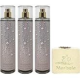 Bath & Body Works Satin Slippers 3 Pack Fine Fragrance Mist Bundle with a Creamy Rose Bar Soap - Full Size