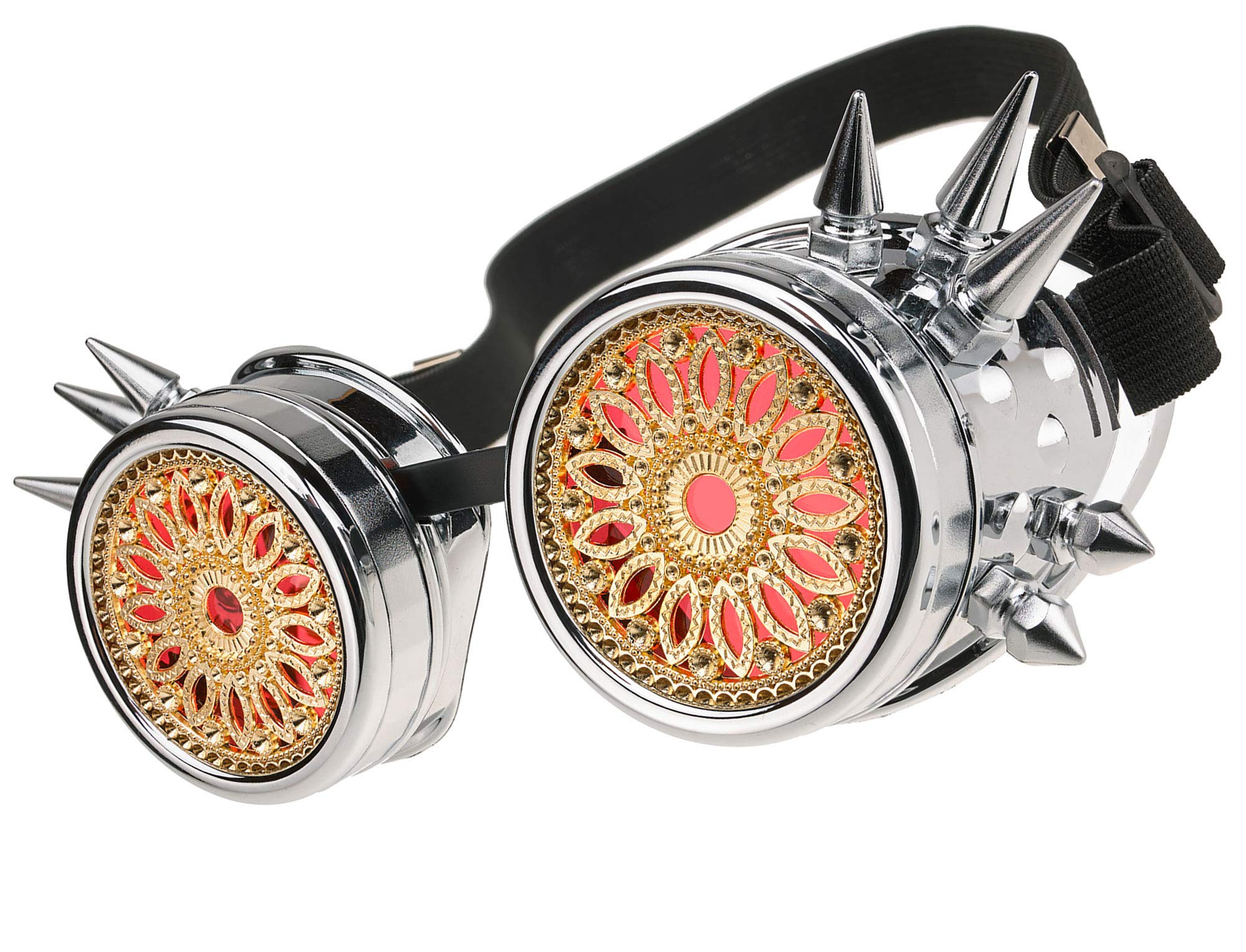 Welding Cyber Goggles With Spikes Steampunk Goth Cosplay Sunglasses Round Glasses Party Fancy Dress MFAZ Morefaz Ltd (Silver Spikes Design)