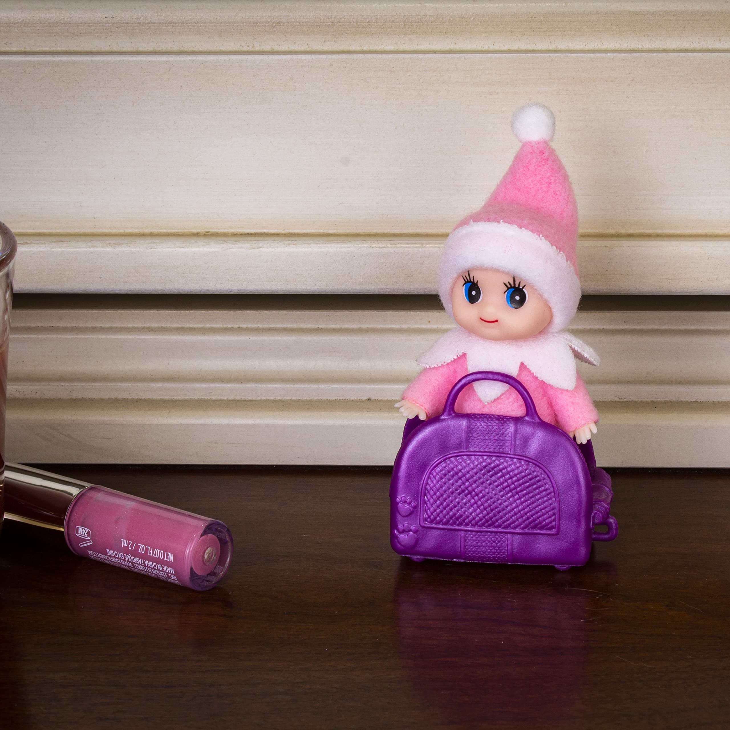 LitoMagic Christmas Baby Elf Doll in Pink Jumpsuit