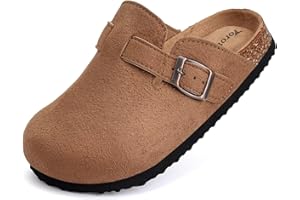 Torotto Kids Suede Clogs Cork Footbed Toddler Slippers with Arch Support & Adjustable Straps for Boys Girls Indoor & Outdoor