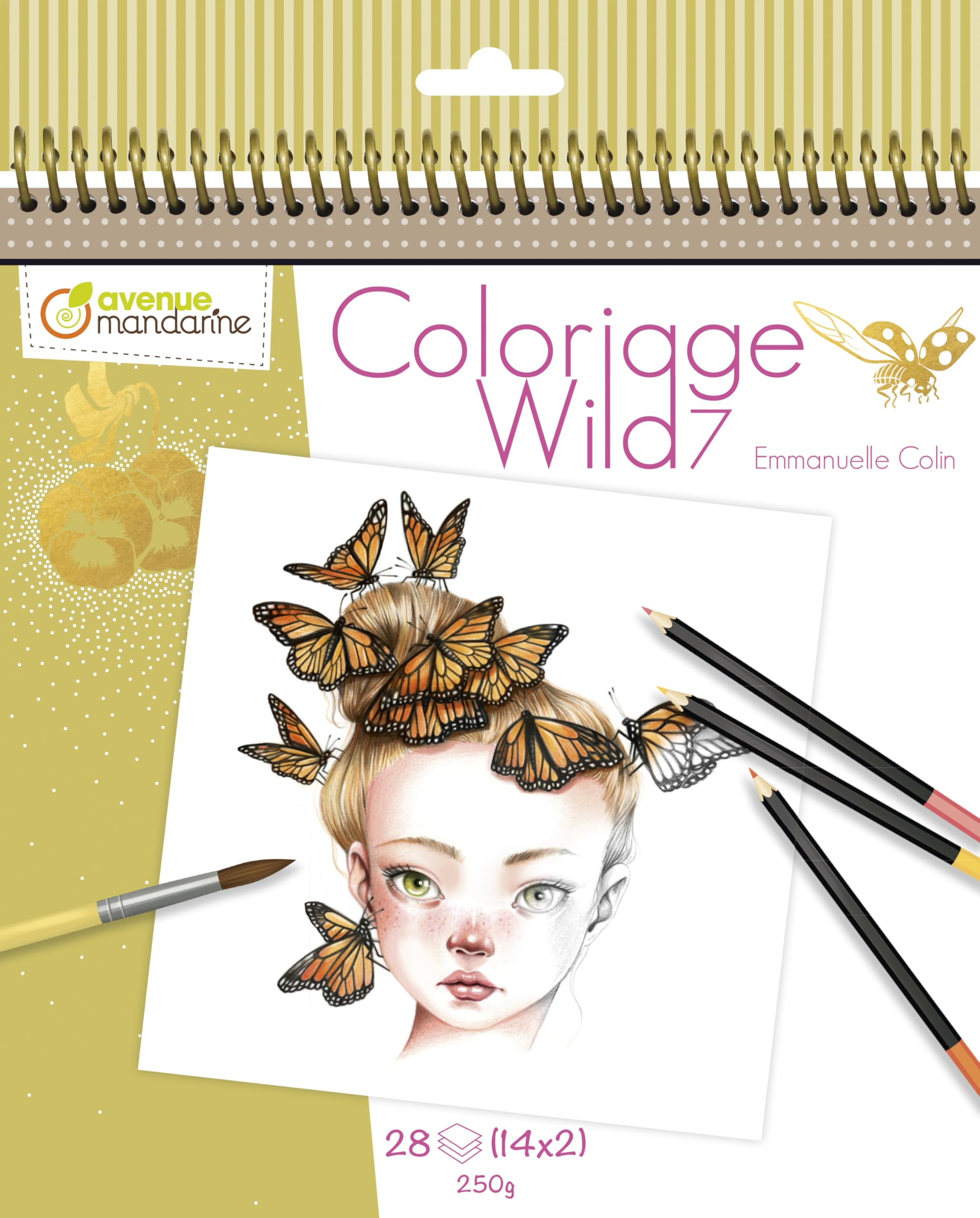 Avenue Mandarine GY134C - A Wild Colouring book - 28 pages - 20x20 cm - Colouring for Adults - WILD 7 THEME - Ideal for felt-tips and colouring pencils